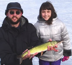 Dad, daughter and pickerel