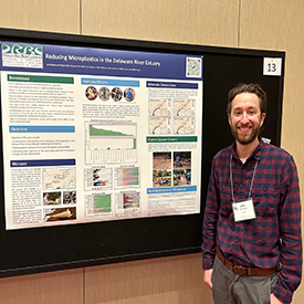 DRBC Aquatic Biologist Jake Bransky presented a poster on a DRBC study that looked at levels of microplastics in the Delaware River Estuary. Photo by the DRBC.