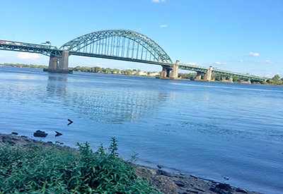 The Frankford Boat Launch is just downstream of the Tacony Palmyra Bridge. This section of river trail is overseen by Riverfront North. Photo by the DRBC.