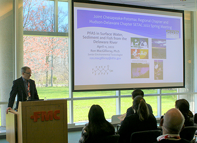 DRBC Sr. Environmental Toxicologist Dr. Ron MacGillivray presents on PFAS. Photo courtesy of the DRBC.