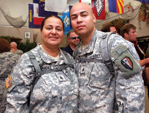 Sgt. Carmen Hernandez  AND her son, Sgt. Felipe Diaz  