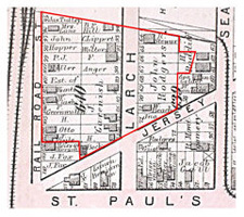 The Covert/Larch Historic District as mapped by Hopkins in 1873